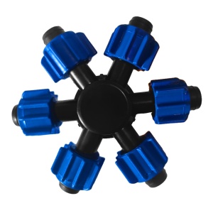 Conector Distribuitor 16mm cu 6 Iesiri pentru Banda Picurare – Solutie Optima de Irigare