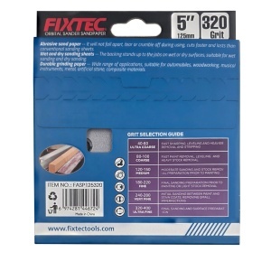Disc slefuire FIXTEC 125 mm P320 pentru slefuitor orbital - Img 2