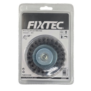 Perie Cupa Metalica FIXTEC 100 mm Cu Fir de Otel 0.50 mm Prindere M10 - Img 3