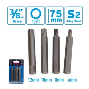 Set 4 capete hexagonale Dr.Spline FIXTEC 3/8″ pentru impact