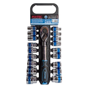 Set chei tubulare FIXTEC 19 elemente 1/2", otel CR-V