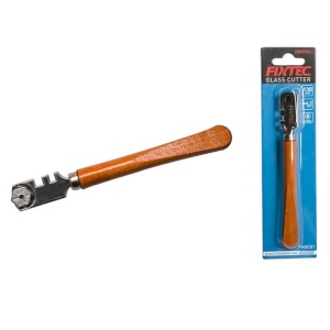 Taietor sticla cu diamant FIXTEC, 6 lame metalice, maner lemn, 130 mm - Img 3