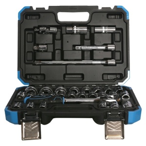 Trusa chei tubulare 32 piese 1/2", CR-V, cu clichet reversibil si carcasa din plastic