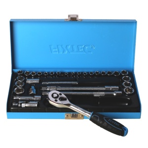 Trusa tubulara FIXTEC 31 de piese 1/4", CR-V, in cutie metalica - Img 3