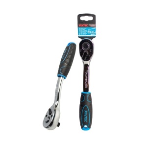 Cheie cu clichet 1/2" FIXTEC, maner ergonomic curbat, 72 de dinti, otel CR-V - Img 2