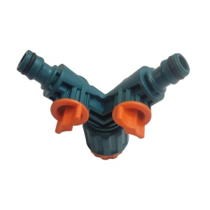 Conector dublu pentru robinet, PVC, cu doua iesiri, 1/2" si 3/4" - Img 3