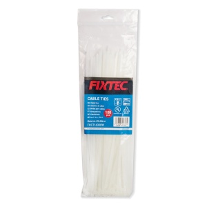 Set 100 Coliere din Nylon Alb FIXTEC 3.6×200 mm