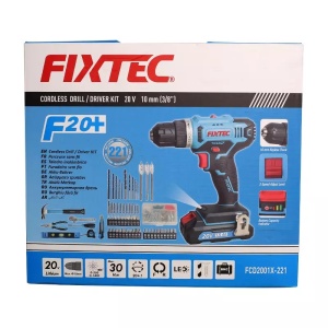 Set masina de gaurit FIXTEC cu acumulator, iluminare LED, functie de blocare axiala, trusa completa cu scule - Img 5