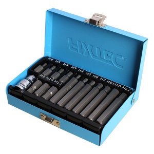 Trusa biti hex 15 piese FIXTEC, 1/2", S2, in cutie metalica - Img 2