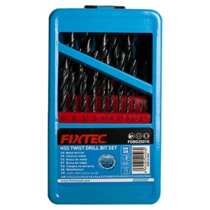 Trusa burghie HSS FIXTEC 25 bucati, 1-13mm, carcasa metalica - Img 3