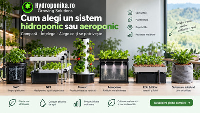 Cum alegi un sistem hidroponic sau aeroponic: DWC, NFT, turn aeroponic LPA, HPA, ebb & flow sau substrat?