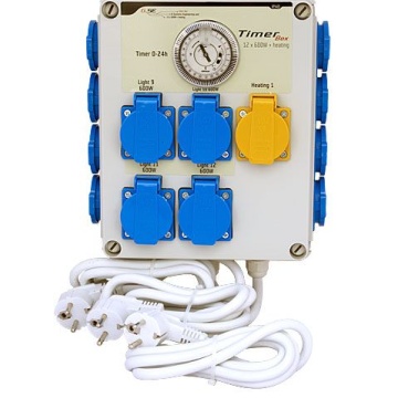 G-Systems Timer Box 12 x 600W - Control industrial pentru iluminat horticol cu temporizator și circuit pentru încălzire