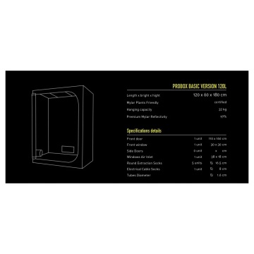 PROBOX BASIC 120L, 120 x 60 x 180 cm - cort de cultivare Garden HighPro cu Mylar reflectorizant - Img 5