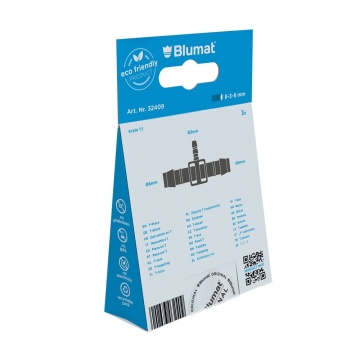 Set 3 conectori T- 8X3X8 MM BLUMAT - conector în T pentru furtun de irigare