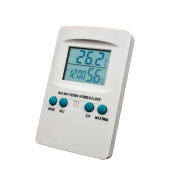 Termo-higrometru Vanguard Hydroponics - aparat digital cu ceas pentru monitorizarea temperaturii și umidității