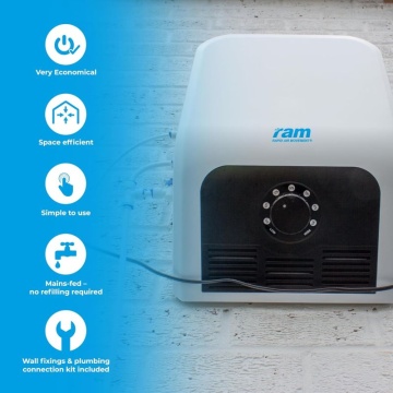 Umidificatorul de perete RAM 120W 1600ml/h - umidificator cu alimentare directă și control integrat 20–100%