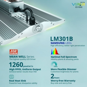 ViparSpectra XS1000 120W - lampă led profesională cu spectru complet și Infra-Roșu, PPFD 768 mmol/s