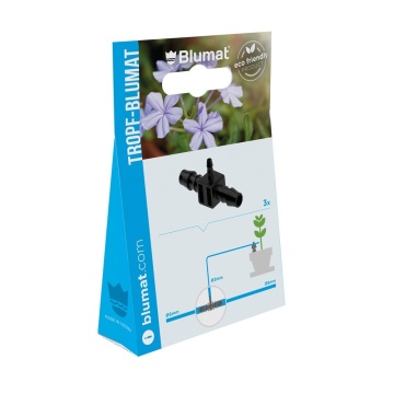Set 3 conectori T- 8X3X8 MM BLUMAT - conector în T pentru furtun de irigare
