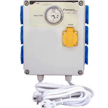 G-Systems Timer Box 6 x 600W - Controler industrial pentru iluminat horticol cu temporizare și priza dedicată pentru încălzire