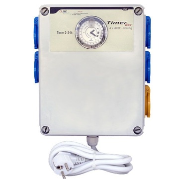 G-Systems Timer Box 4 x 600W – Controler industrial pentru iluminat horticol cu temporizare și priză pentru încălzire