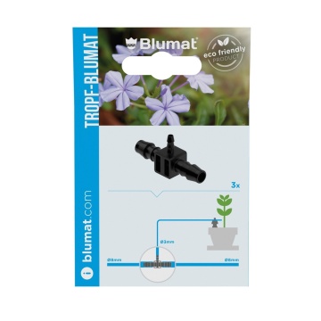 Set 3 conectori T- 8X3X8 MM BLUMAT - conector în T pentru furtun de irigare