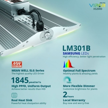 Viparspectra XS2000 220W – lampă LED pentru plante, cu spectru complet