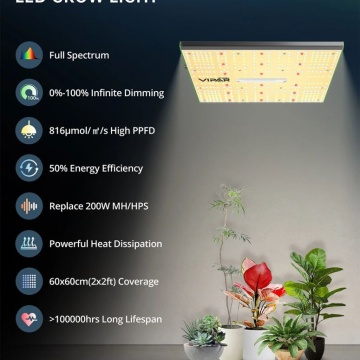 VIPARSPECTRA P600 100W LED -  Lumină horticolă led cu Infrarosu și dimmer integrat