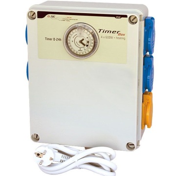 G-Systems Timer Box 4 x 600W – Controler industrial pentru iluminat horticol cu temporizare și priză pentru încălzire