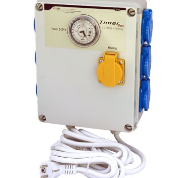G-Systems Timer Box 6 x 600W - Controler industrial pentru iluminat horticol cu temporizare și priza dedicată pentru încălzire