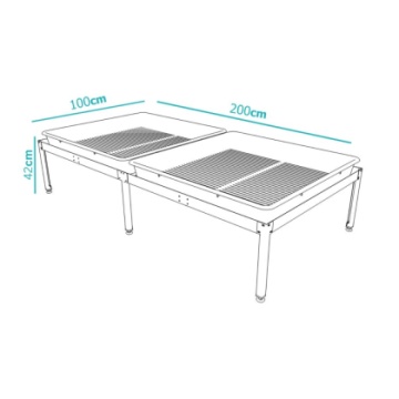 Masă metalică pentru tăvi 200x100cm