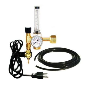 Supapă de reducere a presiunii TechGrow CO2 - regulator cu manometru, debitmetru și electrovalvă pentru butelie