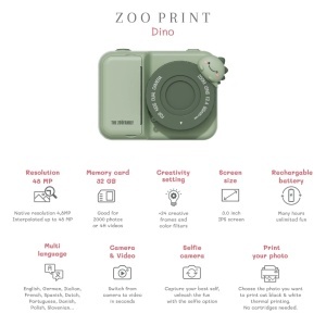 Dječiji Digitalni Fotoaparat sa Štampom - Zoo Print Dinosaurus - Img 3