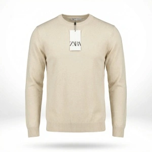 ZARA M XL pulover bărbați bluză tricotată subțire crem bej lână 3284 NOU