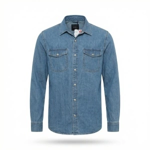 Lefties Man L cămașă denim bărbați blugi albastru bumbac capse 5462 NOUA