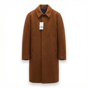 ZARA L palton bărbați haină lână maro cărămiziu elegant lung 5992 NOU