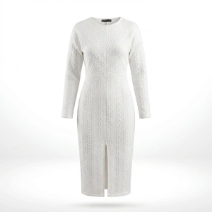 Mohito XS rochie damă femei midi albă texturată crăpătură elegantă 462CG NOUA