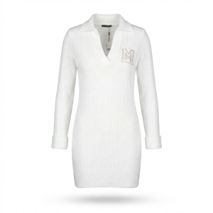 Mohito XS S pulover rochie tricotată damă femei alb guler polo 994CY NOUA