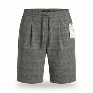 Reserved M pantaloni scurți bărbați bermude gri carouri loose fit talie elastică 4130C NOI
