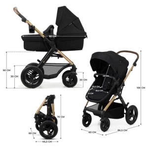KINDERKRAFT MOOV 2 KOLICA ZA BEBE 3U1 PURE BLACK - Img 4