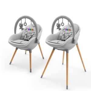 KINDERKRAFT STOLICA ZA HRANJENJE 2U1 FINI UP GREY - Img 2