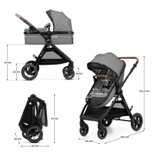 KINDERKRAFT ESME PRO KOLICA ZA BEBE 3U1 GRAY - Img 3
