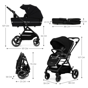KINDERKRAFT KOLICA YOXI 3u1 MINK PRO PURE BLACK - Img 3