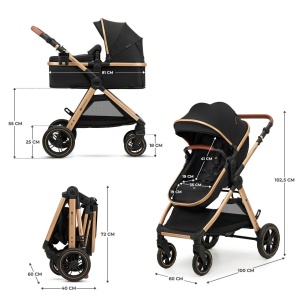 KINDERKRAFT ESME PRO KOLICA ZA BEBE 3U1 PURE BLACK - Img 5