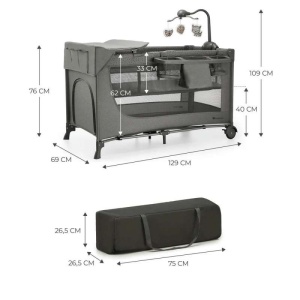 KINDERKRAFT PRENOSIVI KREVETAC JOY 2 DARK GRAY SA DODACIMA - Img 6