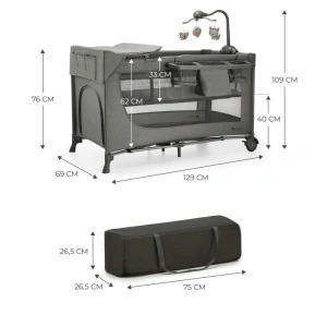 KINDERKRAFT PRENOSIVI KREVETAC JOY 2 DARK GRAY SA DODACIMA - Img 3