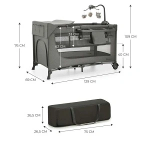 KINDERKRAFT PRENOSIVI KREVETAC JOY 2 DARK GRAY SA DODACIMA - Img 6