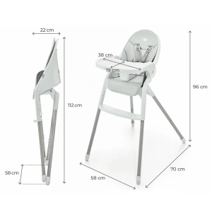 KINDERKRAFT STOLICA ZA HRANJENJE DINNLY LIGHT GREY - Img 2