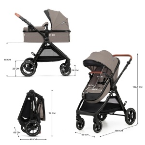 KINDERKRAFT ESME PRO KOLICA ZA BEBE 3U1 SAND BEIGE - Img 5