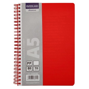 Caiet cu spirala A5, 80 file, coperta plastic, dictando, PAPERLAND - Img 3