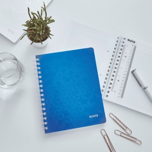 Caiet cu spirala A5, 80 file, matematica, albastru, LEITZ WOW - Img 4